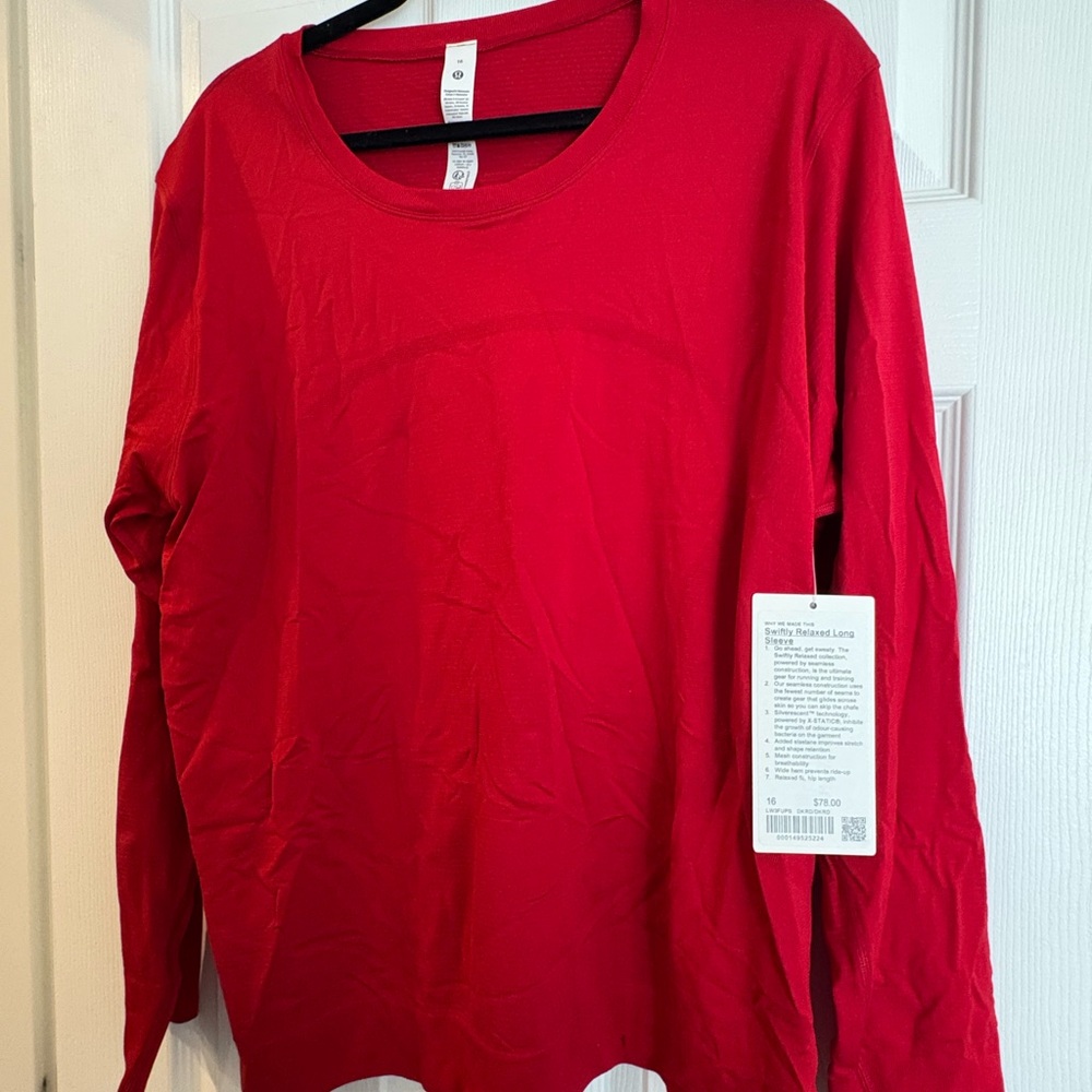 lululemon Long Sleeve relaxed swiftly tech size 16 in dark red